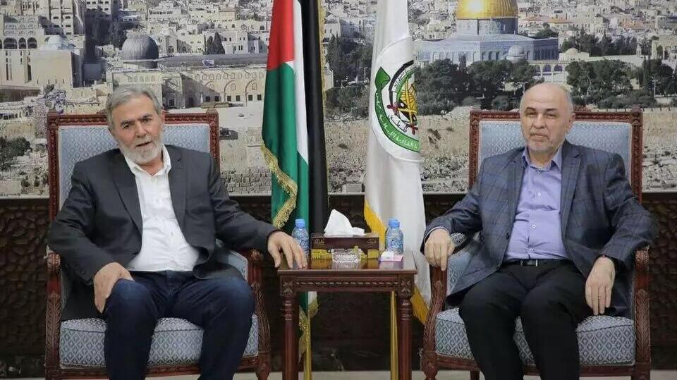 אוגוסט 2024 מוחמד איסמעיל דרוויש אבו עומר חסן ראש מועצת השורא שורא חמאס עם זיאד נחאלה פגישה רצועת עזה