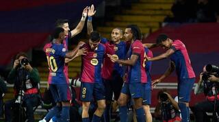 שחקני ברצלונה מאושרים