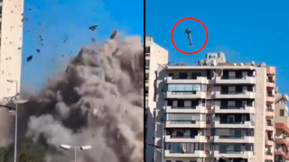 הריסת בניין בדאחייה בביירות