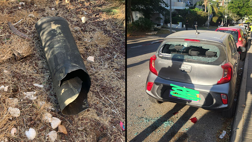 שבר ונזק מיירוט בהרצליה