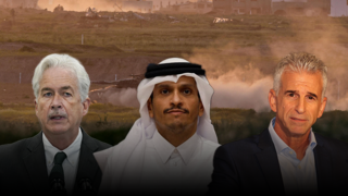 דדי ברנע ,ויליאם ברנס ראש ה CIA ,ראש ממשלת קטאר מוחמד בן עבד א-רחמן בן ג'אסם אאל ת'אני 