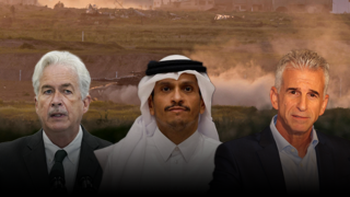 דדי ברנע ,ויליאם ברנס ראש ה CIA ,ראש ממשלת קטאר מוחמד בן עבד א-רחמן בן ג'אסם אאל ת'אני 