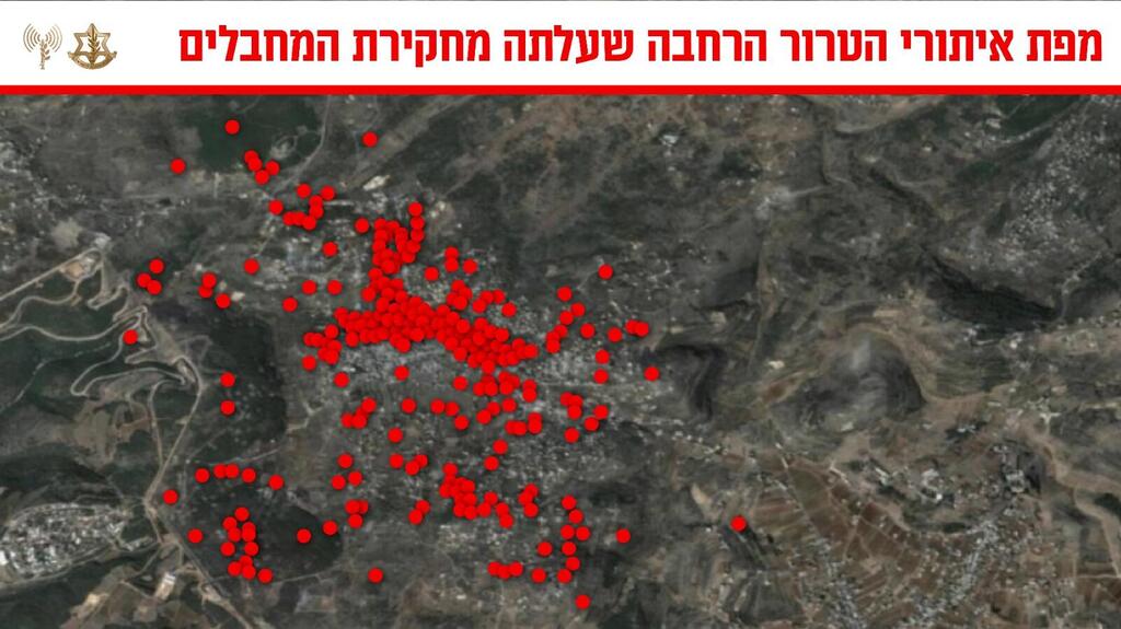 מפות של האיתורים שחשפו מחבלי חיזבאללה בחקירתם במתקן הכליאה בשטח הארץ
