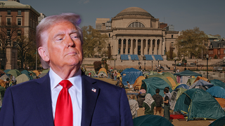 דגל פלסטיני במאהל המחאה באוניברסיטת קולומביה