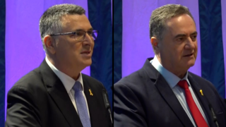 ישראל כ"ץ וגדעון סער בטקס ההחלפה של שר החוץ