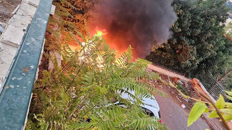 שריפה שפרצה בבית שמש עקב נפילת שברי יירוט