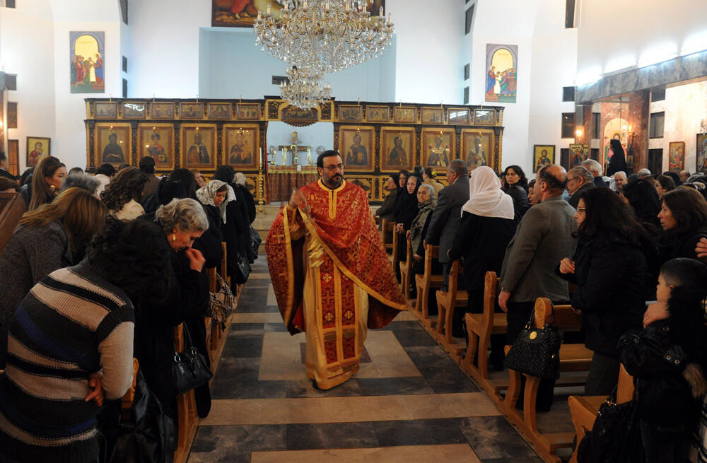 Christians celebrating Christmas in Bab Touma, Damascus, in 2012 