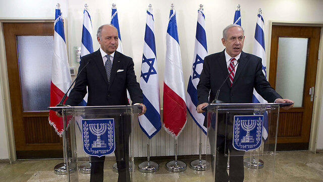 French Foreign Minister Fabius with Prime Minister Netanyahu in Jerusalem, 2013 (Photo: EPA)