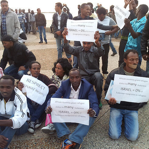 Asylum seekers' protest in Tel Aviv. Archive photo: Gilad Morag