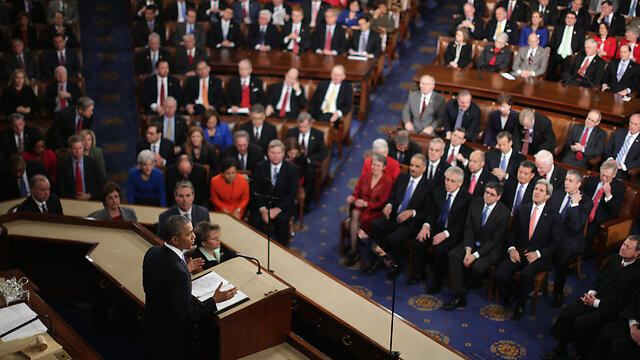 Obama at the State of the Union address. (Photo: AFP) (צילום: AFP) Obama at the State of the Union address. (Photo: AFP)