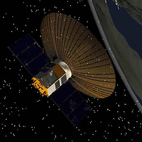 Computerized model of Israeli satellite Ofek 10 in orbit. (Photo: Defense Ministry)