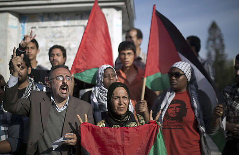 Palestinian celebrate unity (Photo: AFP) (צילום: AFP) Palestinian celebrate unity (Photo: AFP)