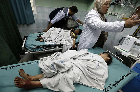Wounded Palestinian children - IAF strike in GAZA