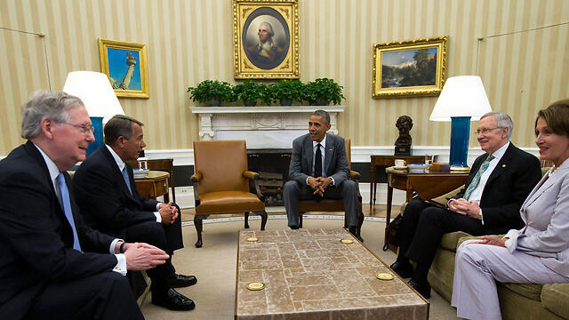 US President Obama with Congressional leaders (Photo: Reuters) (צילום: רויטרס) US President Obama with Congressional leaders (Photo: Reuters)