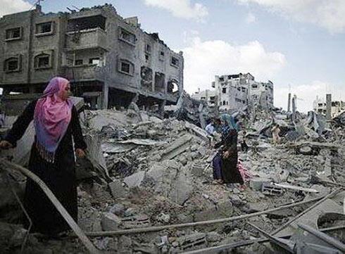 Saja'iyya destroyed (Photo: Ma'an)