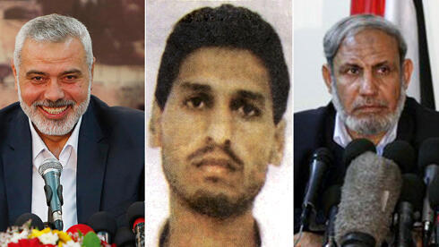 Hamas leadership: (L) Ismail Haniyeh, (C) Mohammed Deif, (R) Mahmoud al- Zahar (Photo: AFP, Reuters)
