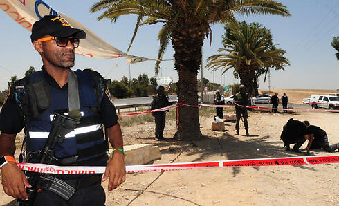 Scene of mortar fire from Gaza (Photo: Herzl Yosef)