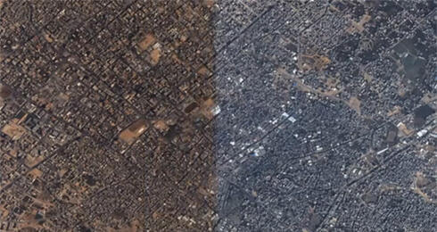 Before and after photo of Gaza