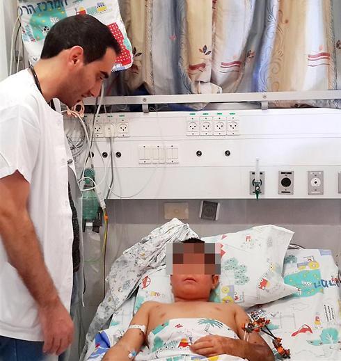 The wounded Syrian boy. Arrived at an IDF post near Israel-Syria border riding a donkey (Photo: Courtesy of Ziv Hospital)