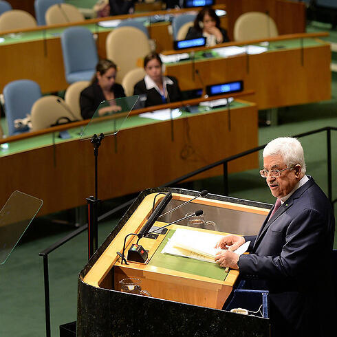 Abbas addressing the General Assembly Friday. (Photo: AFP)