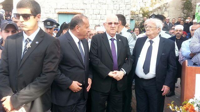 Rivlin at funeral service (Photo: Avihu Shapira)