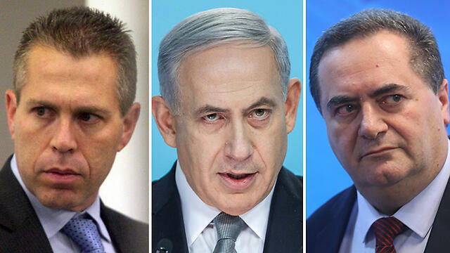 Gilad Erdan, Benjamin Netanyahu, and Yisrael Katz (Photo: Emil Salman, Alex Kolomoisky) (צילום: אלכס קולומויסקי, אמיל סלמן) Gilad Erdan, Benjamin Netanyahu, and Yisrael Katz (Photo: Emil Salman, Alex Kolomoisky)