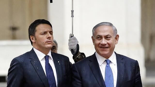 Netanyahu and Italian Prime Minister Matteo Renzi in Rome. (Photo: AP)