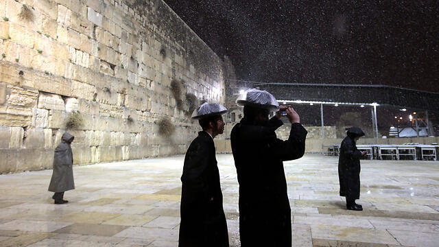 Snowing at the Western Wall (Photo: EPA) (צילום: EPA) Snowing at the Western Wall (Photo: EPA)