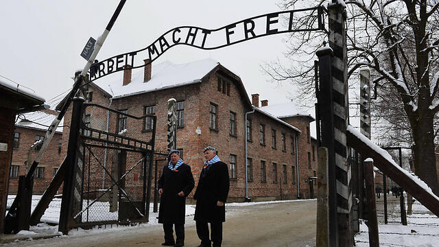 Holocaust survivors in Auschwitz to mark 70 years to the camp's liberation (Photo: AFP) (צילום: AFP) Holocaust survivors in Auschwitz to mark 70 years to the camp's liberation (Photo: AFP)