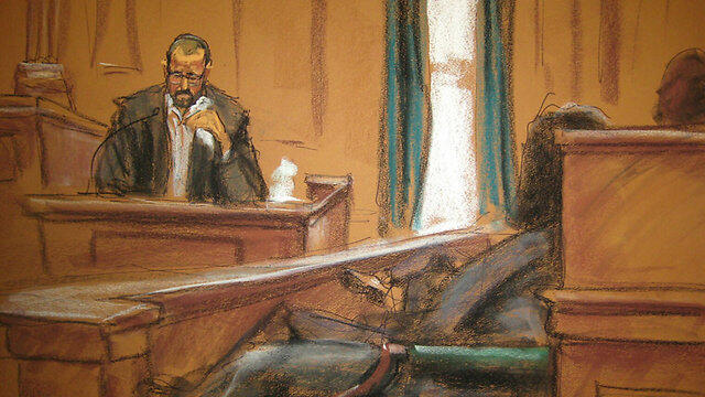 Court sketches from PLO trial in NY (Photo: Jane Rosenberg) (איור: ג'יין רוזנברג) Court sketches from PLO trial in NY (Photo: Jane Rosenberg)