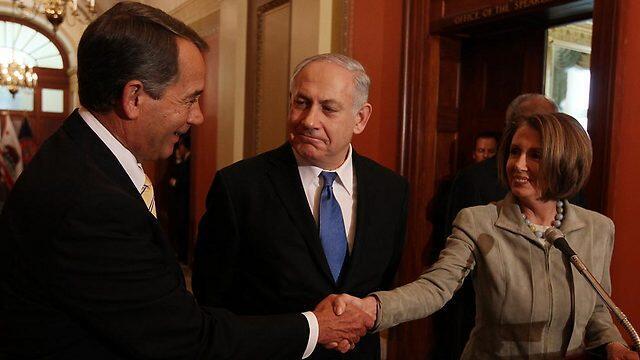 John Boehner, Benjamin Netanyahu, and Nancy Pelosi during Prime Minister Netanyahu's 2010 visit to Washington (Photo: AFP)