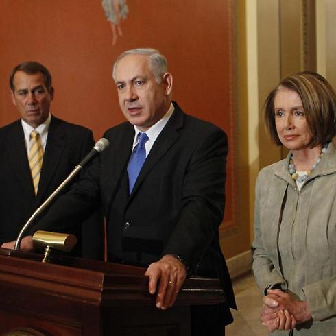 Netanyahu, flanked by then-House Minority Leader John Boehner and then-House Speaker Nancy Pelosi, speaks to media on Capitol Hill in 2013 (Photo: AP (Associated Press) Netanyahu, flanked by then-House Minority Leader John Boehner and then-House Speaker Nancy Pelosi, speaks to media on Capitol Hill in 2013 (Photo: AP