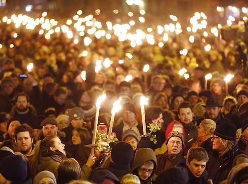Thousands attend support rally for terror victims in Denmark. (Photo: Associated Press)