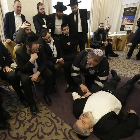 Rabbis practice self-defense in Prague. Attacks against Jews jumped to 37 in 2014 from nine in 2013 (Archive photo: AP)