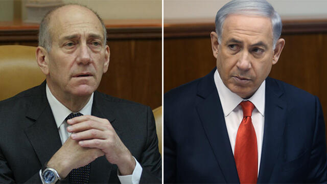 Olmert and Netanyahu (צילום: אלכס קולומויסקי, גיל יוחנן) Olmert and Netanyahu