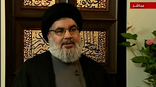Hassan Nasrallah gives an interview to Syrian television (Photo: AFP/AL-IKHBARIYA)