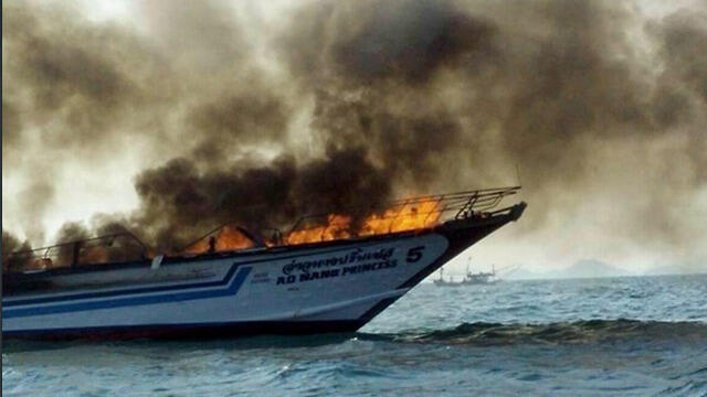 Fire on ferry in Thailand.nullnull Fire on ferry in Thailand.