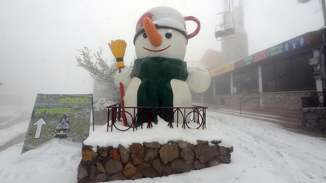 Mount Hermon had 10 cm of snow (Photo: Avihu Shapira) (צילום: אביהו שפירא) Mount Hermon had 10 cm of snow (Photo: Avihu Shapira)
