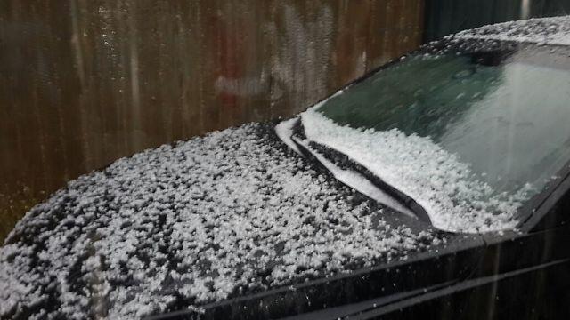 Hail in Hadera Sunday morning (Photo: George Ginsberg)