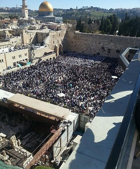 Prayers at the Wailing Wall (Photo: Rabbi David Lau's Office) (צילום: לשכת הרב דוד לאו) Prayers at the Wailing Wall (Photo: Rabbi David Lau's Office)
