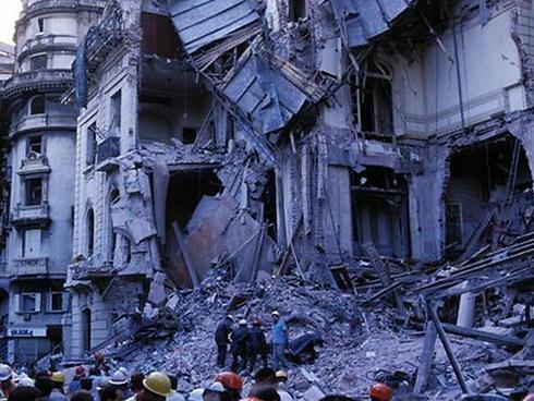 The Israeli embassy in Buenos Aires after the explosion.