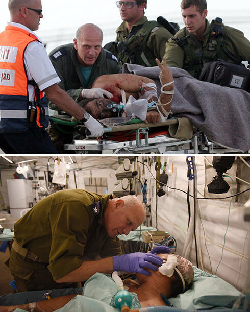 Top: The iconic photo of Dr. Nimrod during the Second Lebanon War. Bottom: The Dr. cars for patients in the wake of a devestating earthquake in Nepal. (Photo: IDF Spokesperson, Elad Gershgoren) (צילום: דובר צה"ל, אלעד גרשגורן) Top: The iconic photo of Dr. Nimrod during the Second Lebanon War. Bottom: The Dr. cars for patients in the wake of a devestating earthquake in Nepal. (Photo: IDF Spokesperson, Elad Gershgoren)