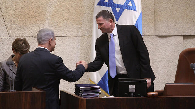PM Netanyahu (L) said he will not be attending Israel's 70th Independence Day ceremony to appear Knesset Speaker Edelstein (צילום: דוברות הכנסת) PM Netanyahu (L) said he will not be attending Israel's 70th Independence Day ceremony to appear Knesset Speaker Edelstein