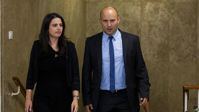 Justice Minister Shaked and Education Minister Bennett who objected to the decision (Photo: Yonatan Sindel/Flash90)