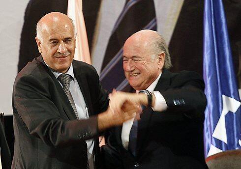 Jibril Rajoub, left, with FIFA boss Sepp Blatter (Photo: Reuters)