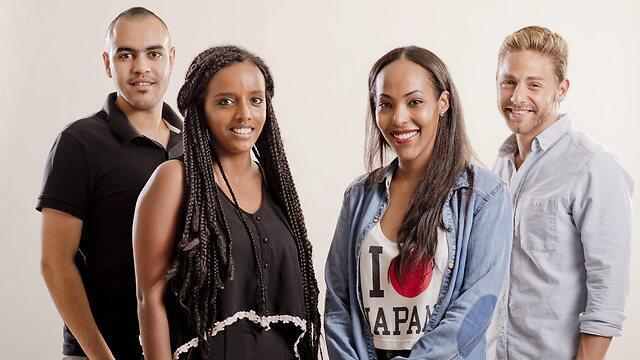 StandWithUs members: left to right, Nayef Al Haib, Ashager Araro, Efrat Shenkor, Ido Cohen. (Photo: Yuval Chen)