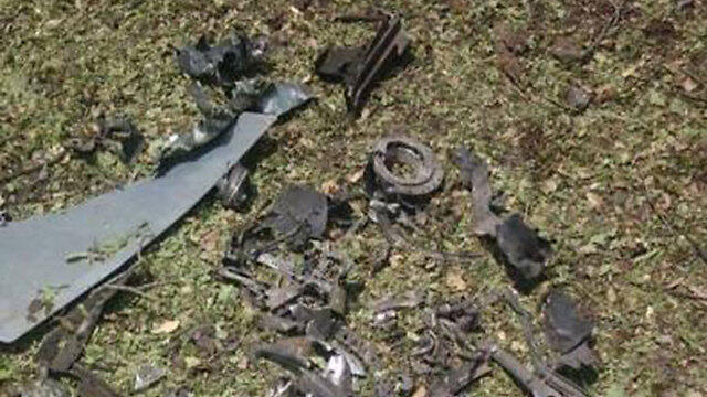 Remains of crashed aircraft in Lebanon's Bekaa Valley