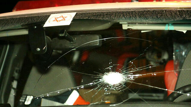 Magen David Adom ambulance fired upon in West Bank (Photo: Tazpit News Agency)