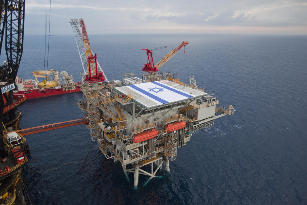 The natural gas production platform stands at the Tamar gas field in the Mediterranean Sea off the coast of Israel