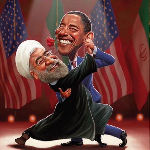 Карикатура на лидеров США и Ирана после заключения ядерной сделки